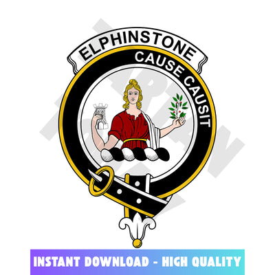 Clan Elphinstone Tartan Crest, Badges, Heraldry, Clans, Family Scotland PNG, Digital ClipArt High Quality