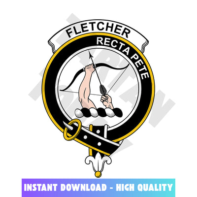 Clan Fletcher Tartan Crest, Badges, Heraldry, Clans, Family Scotland PNG, Digital ClipArt High Quality