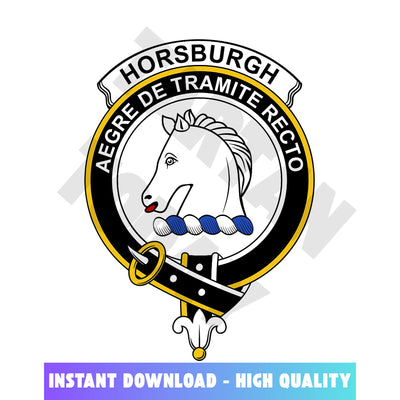 Clan Horsburgh Tartan Crest, Badges, Heraldry, Clans, Family Scotland PNG, Digital ClipArt High Quality