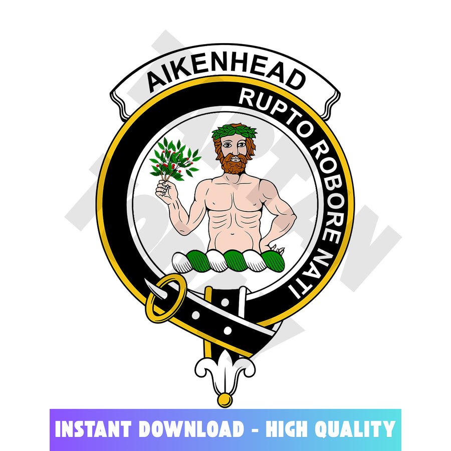 Clan Aikenhead Tartan Crest, Badges, Heraldry, Clans, Family Scotland PNG, Digital ClipArt High Quality