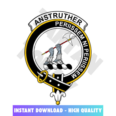 Clan Anstruther Tartan Crest, Badges, Heraldry, Clans, Family Scotland PNG, Digital ClipArt High Quality