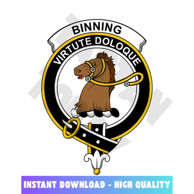 Clan Binning (of Wallifoord) Tartan Crest, Badges, Heraldry, Clans, Family Scotland PNG, Digital ClipArt High Quality