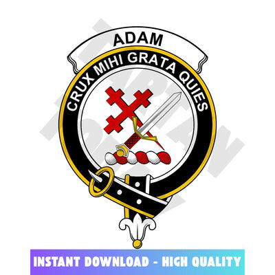 Clan Adam Tartan Crest, Badges, Heraldry, Clans, Family Scotland PNG, Digital ClipArt High Quality WD98