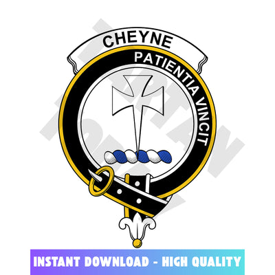 Clan Cheyne Tartan Crest, Badges, Heraldry, Clans, Family Scotland PNG, Digital ClipArt High Quality