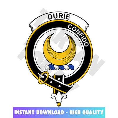 Clan Durie Tartan Crest, Badges, Heraldry, Clans, Family Scotland PNG, Digital ClipArt High Quality