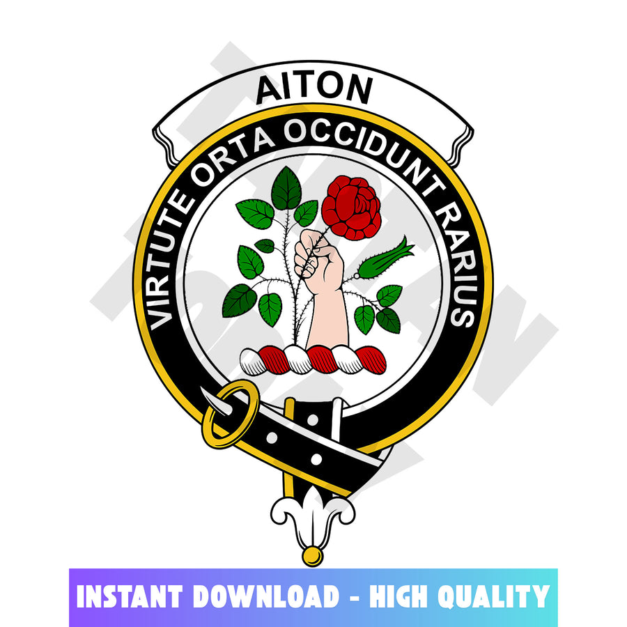 Clan Aiton Tartan Crest, Badges, Heraldry, Clans, Family Scotland PNG, Digital ClipArt High Quality