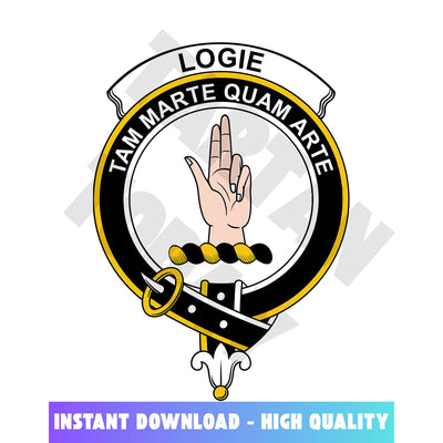 Clan Logie Tartan Crest, Badges, Heraldry, Clans, Family Scotland PNG, Digital ClipArt High Quality