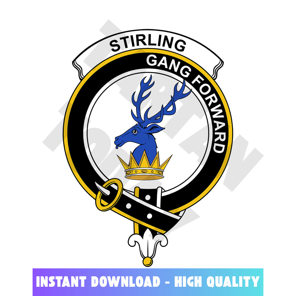 Clan Stirling (of Cadder-Present Chief) Tartan Crest, Badges, Heraldry, Clans, Family Scotland PNG, Digital ClipArt High Quality OG14 Stirling (of Cadder-Present Chief) Tartan Tartan Today
