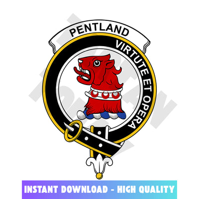 Clan Pentland Tartan Crest, Badges, Heraldry, Clans, Family Scotland PNG, Digital ClipArt High Quality PF88