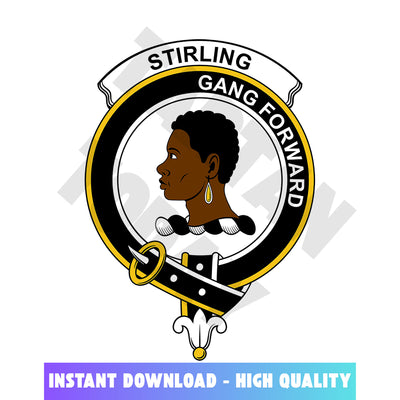 Clan Stirling (of Keir) Tartan Crest, Badges, Heraldry, Clans, Family Scotland PNG, Digital ClipArt High Quality SH64