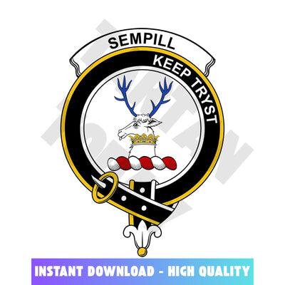 Clan Sempill (or Semple) Tartan Crest, Badges, Heraldry, Clans, Family Scotland PNG, Digital ClipArt High Quality