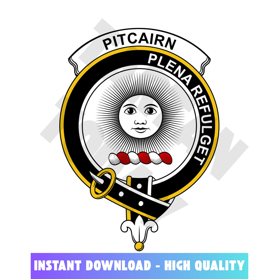 Clan Pitcairn Tartan Crest, Badges, Heraldry, Clans, Family Scotland PNG, Digital ClipArt High Quality