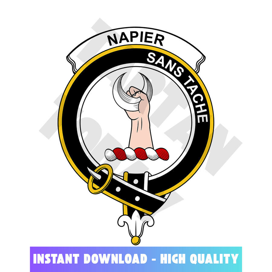 Clan Napier Tartan Crest, Badges, Heraldry, Clans, Family Scotland PNG, Digital ClipArt High Quality