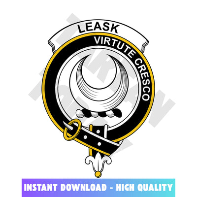 Clan Leask Tartan Crest, Badges, Heraldry, Clans, Family Scotland PNG, Digital ClipArt High Quality