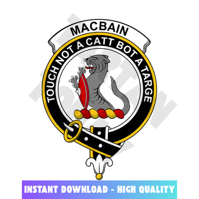 Clan MacBain Tartan Crest, Badges, Heraldry, Clans, Family Scotland PNG, Digital ClipArt High Quality
