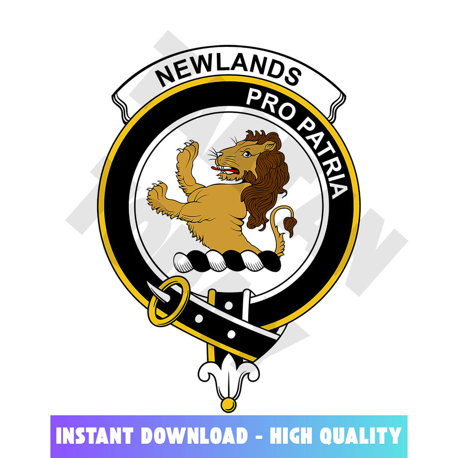 Clan Newlands Tartan Crest, Badges, Heraldry, Clans, Family Scotland PNG, Digital ClipArt High Quality