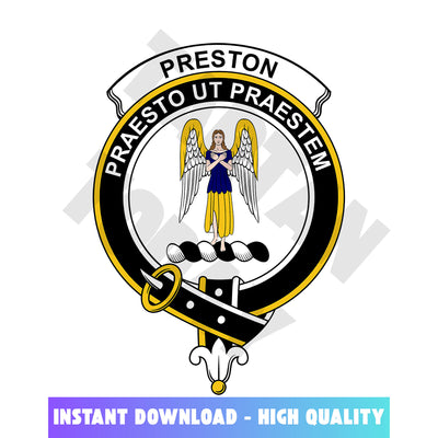 Clan Preston Tartan Crest, Badges, Heraldry, Clans, Family Scotland PNG, Digital ClipArt High Quality