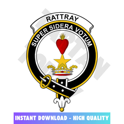 Clan Rattray Tartan Crest, Badges, Heraldry, Clans, Family Scotland PNG, Digital ClipArt High Quality