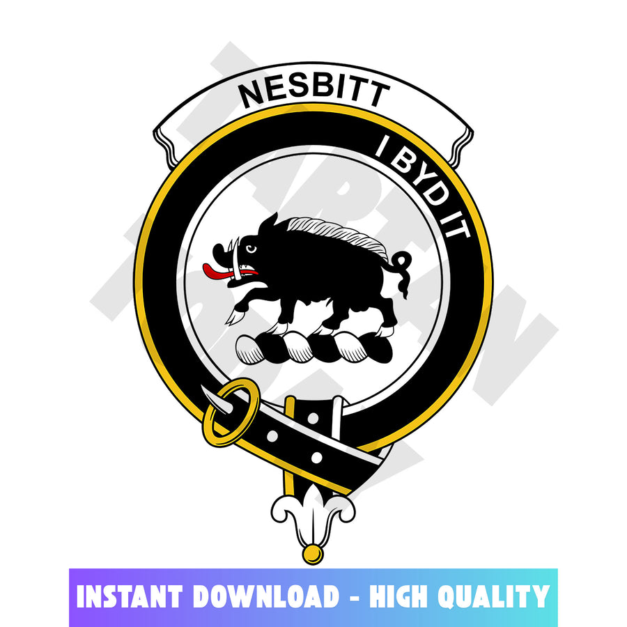 Clan Nesbitt (or Nisbet) Tartan Crest, Badges, Heraldry, Clans, Family Scotland PNG, Digital ClipArt High Quality