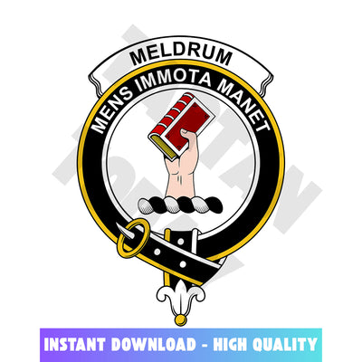Clan Meldrum Tartan Crest, Badges, Heraldry, Clans, Family Scotland PNG, Digital ClipArt High Quality