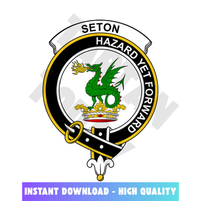 Clan Seton Tartan Crest, Badges, Heraldry, Clans, Family Scotland PNG, Digital ClipArt High Quality
