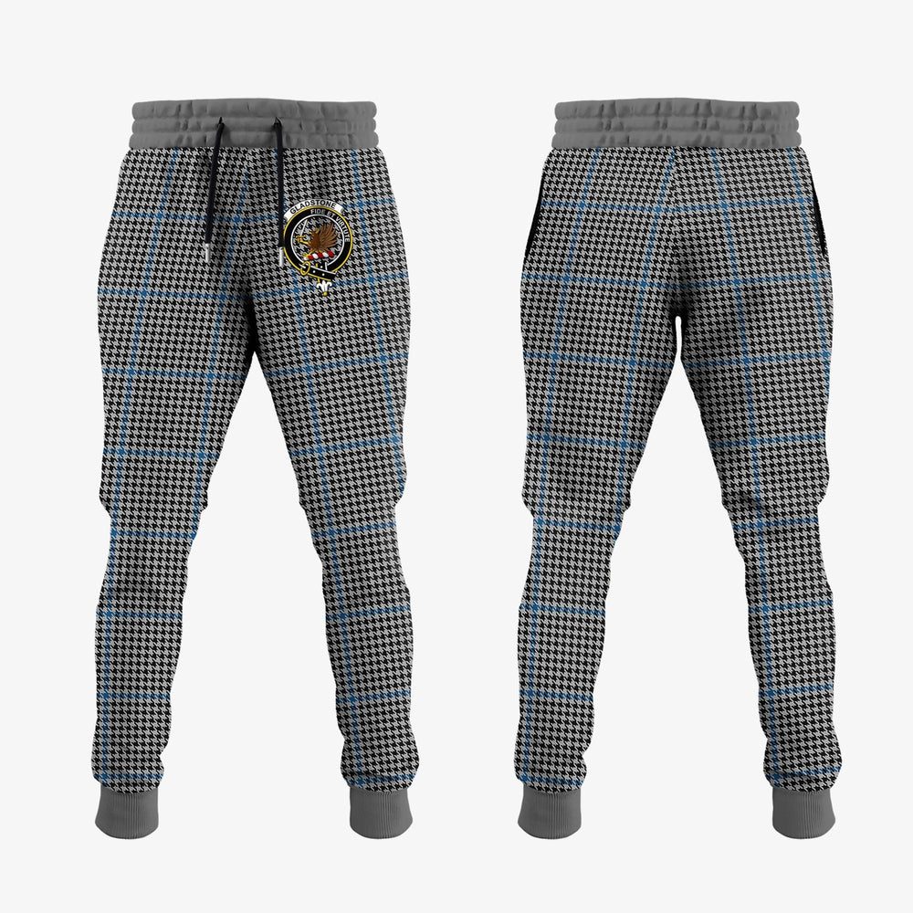 Clan Gladstone Tartan Crest Jogger Sweatpants EH51 Clan Hall Tartan Today