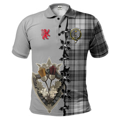 Clan Glendinning Tartan Polo Shirt - Lion Rampant And Celtic Thistle Style AP78 Glendinning Tartan Tartan Polo