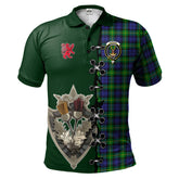 Clan Gordon Modern Tartan Polo Shirt - Lion Rampant And Celtic Thistle Style WN43 Gordon Modern Tartan Tartan Polo