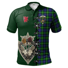 Clan Gordon Modern Tartan Polo Shirt - Lion Rampant And Celtic Thistle Style WN43 Gordon Modern Tartan Tartan Polo