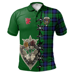 Clan Graham of Menteith Modern Tartan Polo Shirt - Lion Rampant And Celtic Thistle Style PS56 Graham of Menteith Modern Tartan Tartan Polo