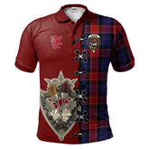 Clan Graham of Menteith Red Tartan Polo Shirt - Lion Rampant And Celtic Thistle Style DG70 Graham of Menteith Red Tartan Tartan Polo