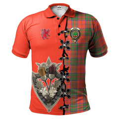 Clan Grant Ancient Tartan Polo Shirt - Lion Rampant And Celtic Thistle Style HO45 Grant Ancient Tartan Tartan Polo