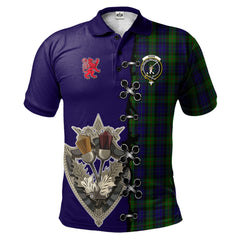 Clan Gunn Tartan Polo Shirt - Lion Rampant And Celtic Thistle Style EN13 Gunn Tartan Tartan Polo