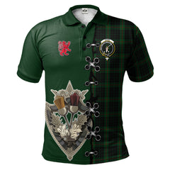 Clan Gunn Logan Tartan Polo Shirt - Lion Rampant And Celtic Thistle Style NM84 Gunn Logan Tartan Tartan Polo
