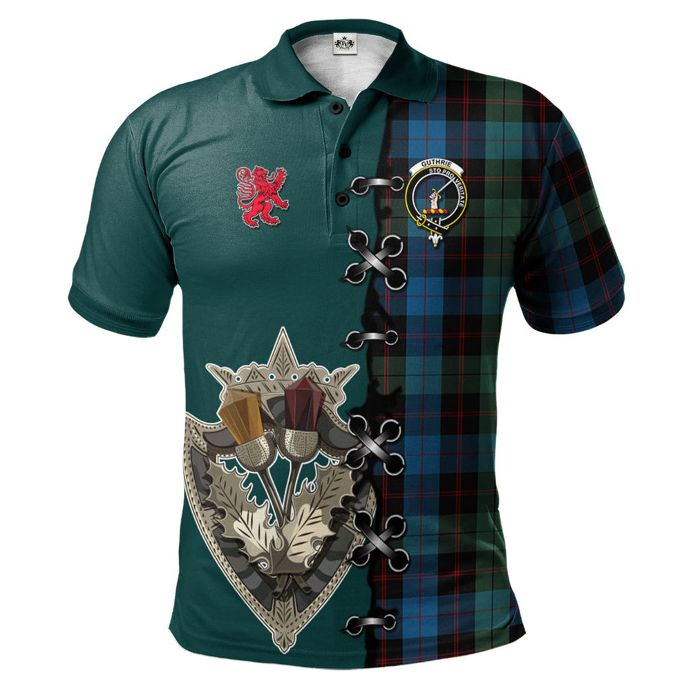 Clan Guthrie Tartan Polo Shirt - Lion Rampant And Celtic Thistle Style EP61 Guthrie Tartan Tartan Polo