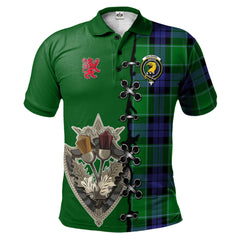 Clan Haldane Tartan Polo Shirt - Lion Rampant And Celtic Thistle Style BQ90 Haldane Tartan Tartan Polo