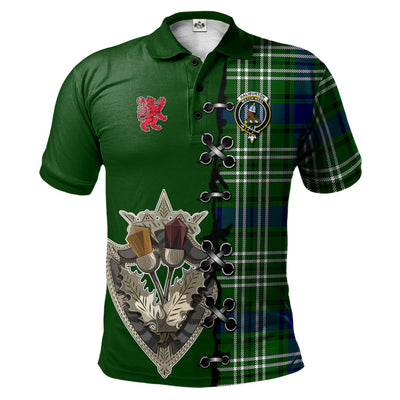 Clan Haliburton Tartan Polo Shirt - Lion Rampant And Celtic Thistle Style