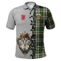 Clan Hay White Dress Tartan Polo Shirt - Lion Rampant And Celtic Thistle Style MX48 Hay White Dress Tartan Tartan Polo