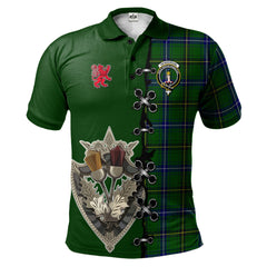 Clan Henderson Modern Tartan Polo Shirt - Lion Rampant And Celtic Thistle Style DN48 Henderson Modern Tartan Tartan Polo
