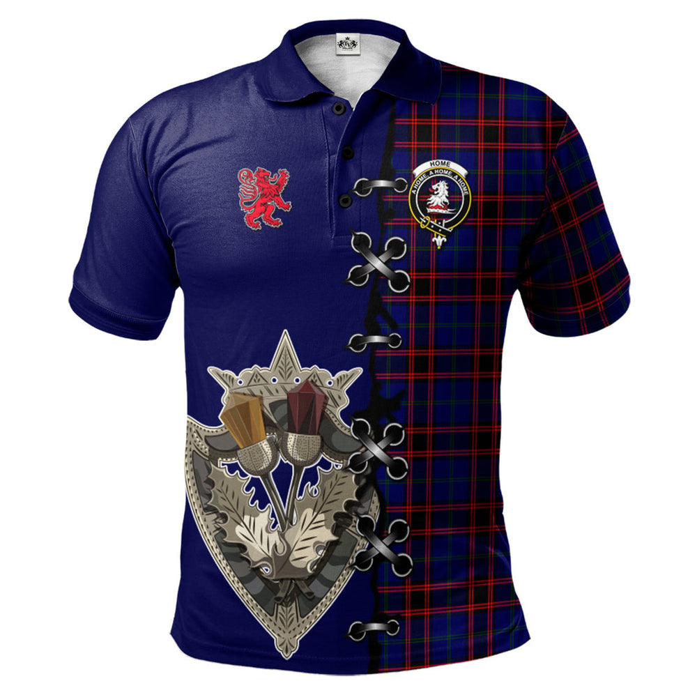 Clan Home Modern Tartan Polo Shirt - Lion Rampant And Celtic Thistle Style WX66 Home Modern Tartan Tartan Polo