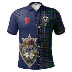 Clan Hope Tartan Polo Shirt - Lion Rampant And Celtic Thistle Style HZ65 Hope Tartan Tartan Polo