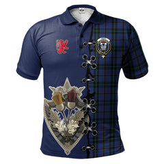 Clan Hope (Vere - Weir) Tartan Polo Shirt - Lion Rampant And Celtic Thistle Style BJ72 Hope (Vere - Weir) Tartan Tartan Polo