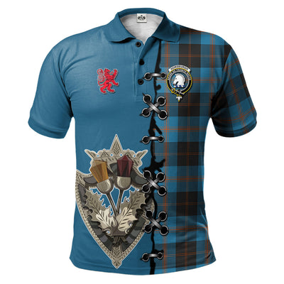 Clan Horsburgh Tartan Polo Shirt - Lion Rampant And Celtic Thistle Style