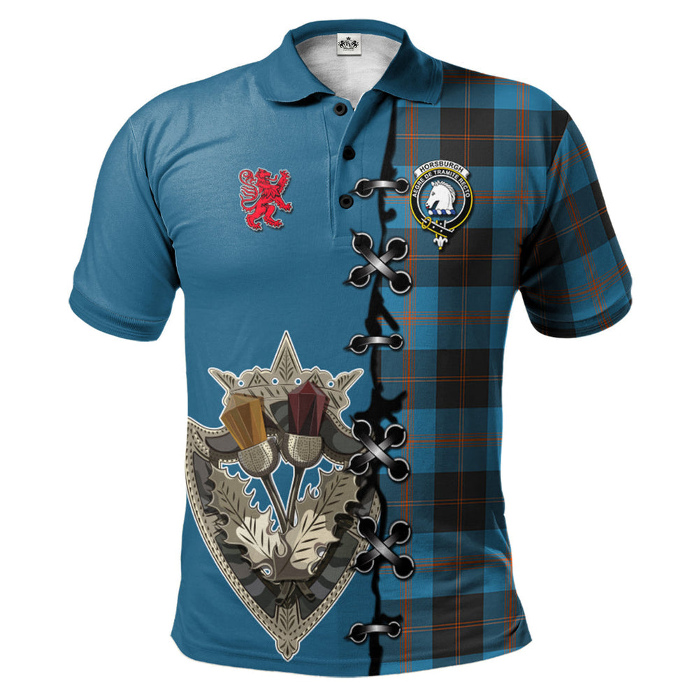 Clan Horsburgh Tartan Polo Shirt - Lion Rampant And Celtic Thistle Style XZ24 Horsburgh Tartan Tartan Polo