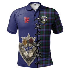 Clan Hunter Modern Tartan Polo Shirt - Lion Rampant And Celtic Thistle Style HQ64 Hunter Modern Tartan Tartan Polo