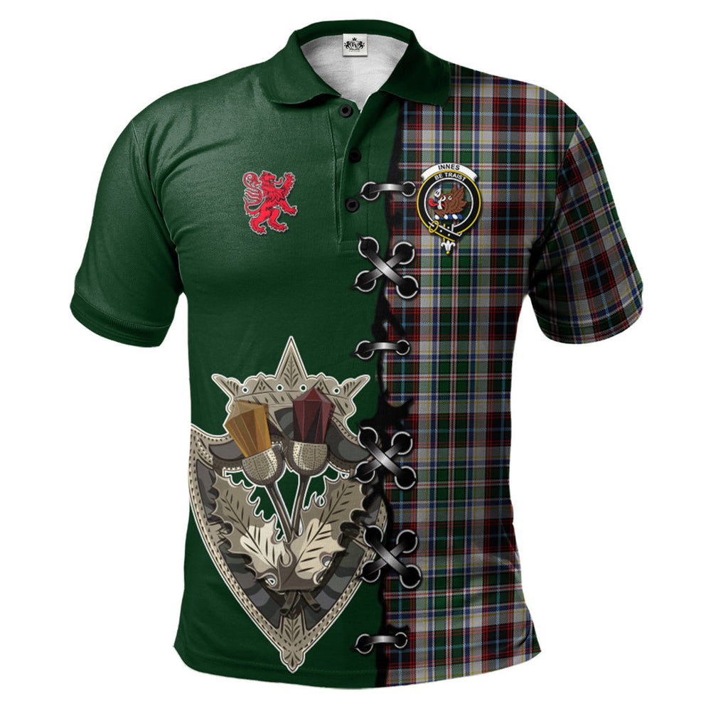 Clan Innes Dress Tartan Polo Shirt - Lion Rampant And Celtic Thistle Style KQ85 Innes Dress Tartan Tartan Polo