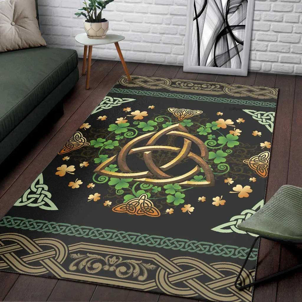 Ireland Celtic Area Rug Irish Shamrock With Celtic Triquetra
