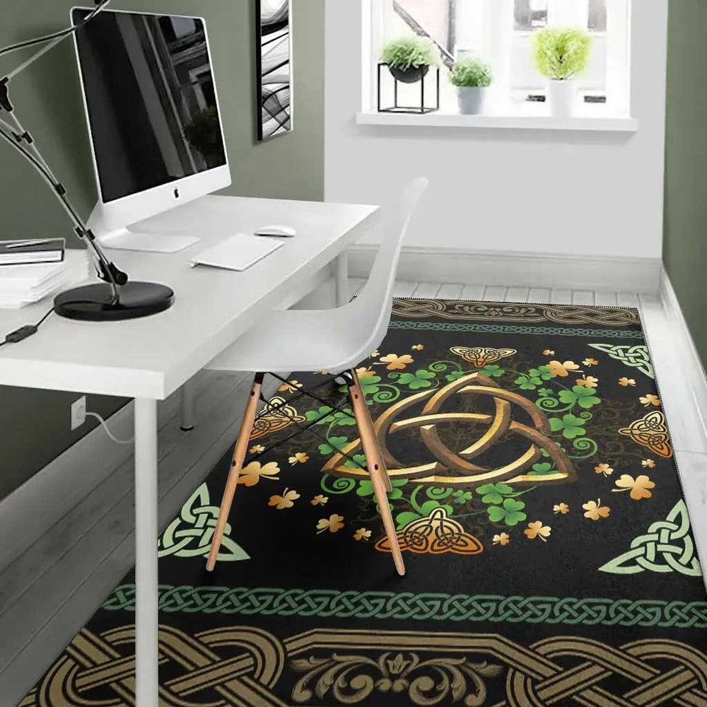 Ireland Celtic Area Rug Irish Shamrock With Celtic Triquetra
