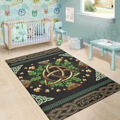 Ireland Celtic Area Rug Irish Shamrock With Celtic Triquetra