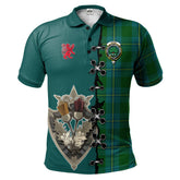 Clan Irving of Bonshaw Tartan Polo Shirt - Lion Rampant And Celtic Thistle Style IM11 Irving of Bonshaw Tartan Tartan Polo